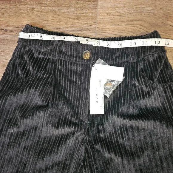 Top Shop Womens Ribbed High Rised Cuffed Hem Straight Pants SZ 2 - Picture 7 of 12